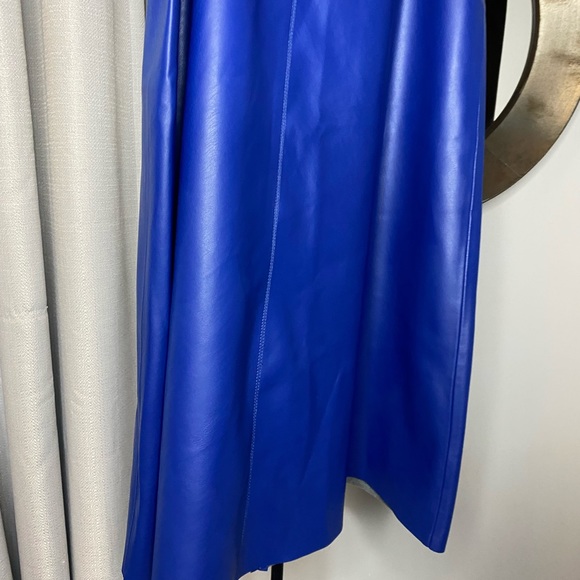 NWT Zara Woman Faux Leather Layered Blue Midi Skirt Size XL - Picture 12 of 12